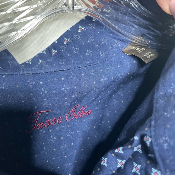 Tasso Elba Mens Blue Button-Down Shirt Size XL - Picture 4 of 4